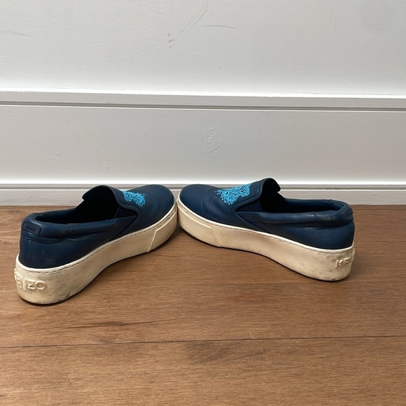 KENZO Tiger platform slip-ons blue marine light Blue leather sneaker sz 8.5 (39) - Picture 8 of 13